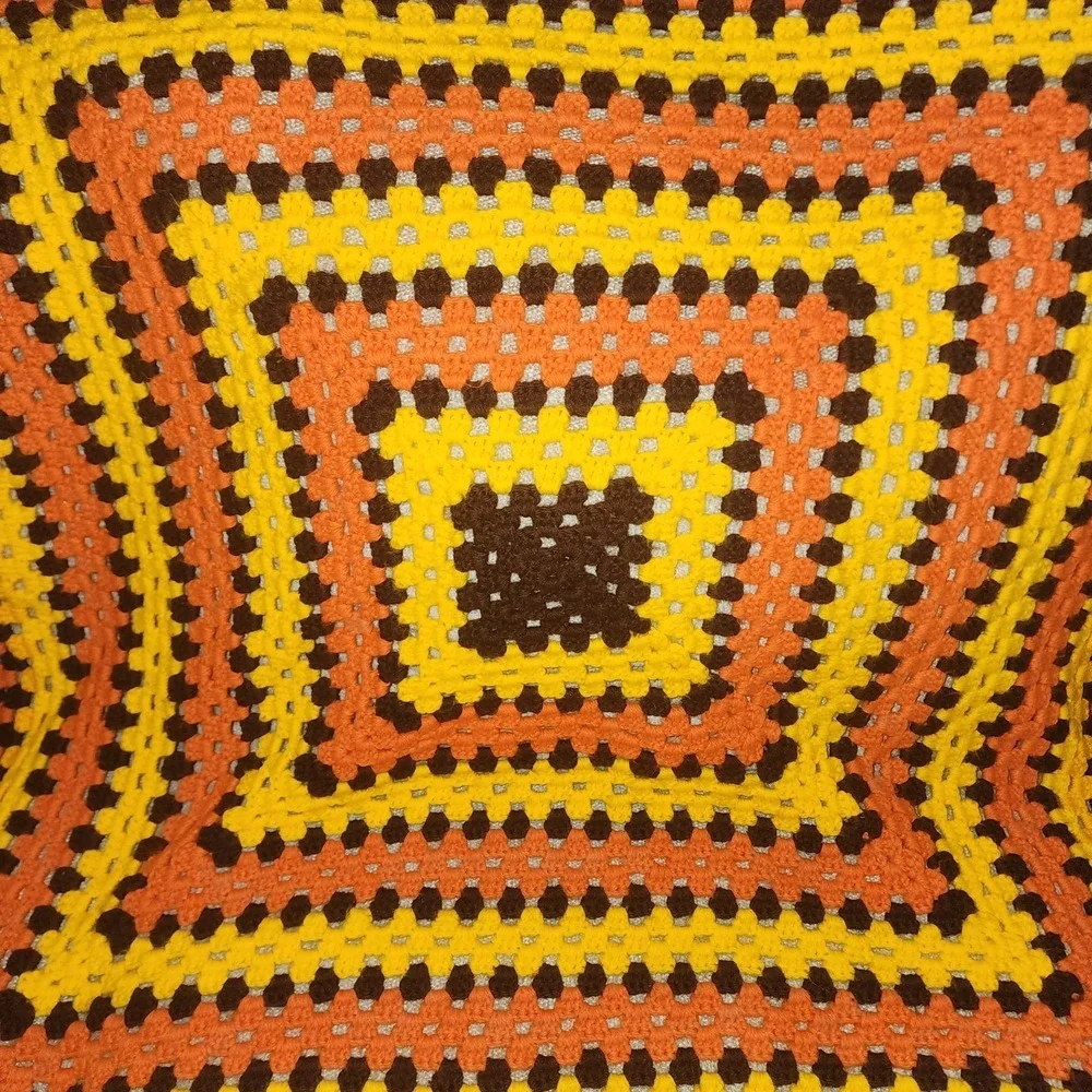 Afghan Lap/Couch Handmade Throw/Blanket Fall Autumn Colors 44x44 (3)